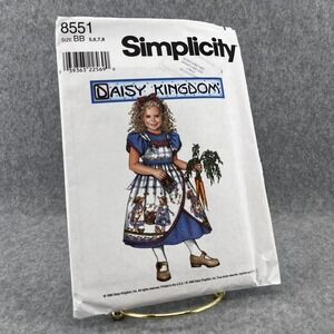 Uncut Simplicity‎ Daisy Kingdom 8551 Girls Dress Pinafore BB 5-8 Sewing Pattern